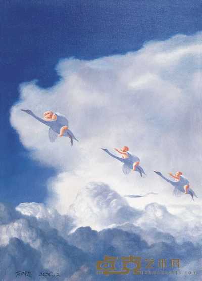 方力钧 2004年作 飞 70×50cm